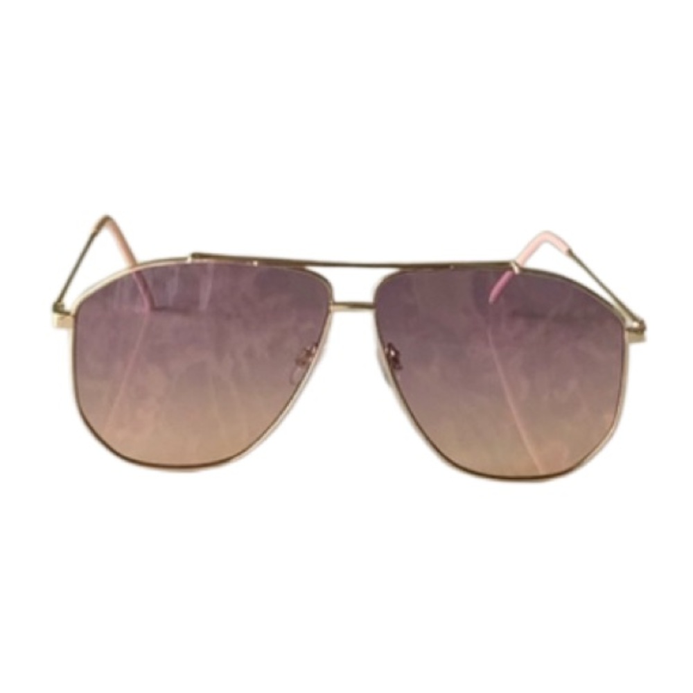NWT Pink Sunrise Ombré Thin Gold Metal Aviator Women’s Festival Sunglasses
